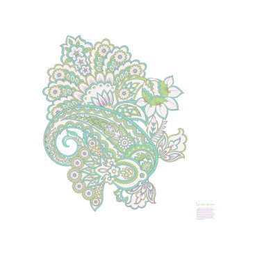 Paisley vektör izole desen. Damask biçimi Vintage illüstrasyonu