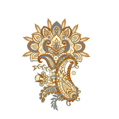 Paisley vektör izole desen. Çiçek Vintage illüstrasyonu