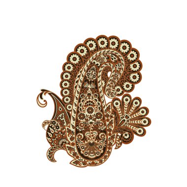 Paisley vektör izole desen. Damask biçimi Vintage illüstrasyonu