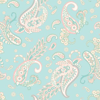 Paisley Çiçek Doğulu Etnik Düzen. Kusursuz Vektör Süslemesi. Hint kumaşlarının süsleme motifleri.