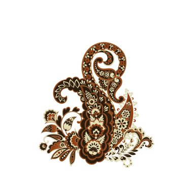 Paisley izole edilmiş. Tasarım için izole edilmiş desenli kart. Çiçek vektör deseni. Nakış işleme çiçek vektör deseni.