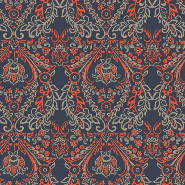 Vektör Barok çiçek deseni. Klasik çiçek süsü. Duvar kağıtları, tekstil, kumaş için klasik doku