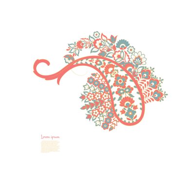 Vektör Paisley Çiçek yalıtılmış süsü