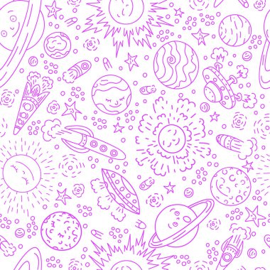 Vektör uzayı kusursuz desen. El çizimi çocuklar için arka plan