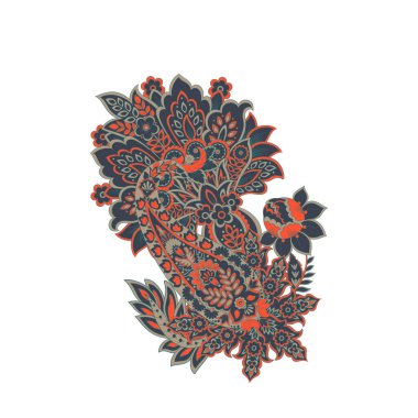Paisley izole edilmiş. Tasarım için izole edilmiş desenli kart. Çiçek vektör deseni. Nakış işleme çiçek vektör deseni.