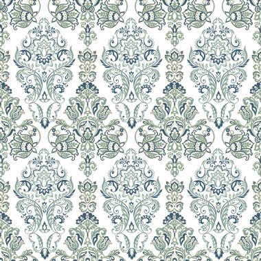 Vektör çiçek desenli parmak izi. Damask Kusursuz bağbozumu. Duvar kağıdı, kumaş, davetiye için kullanılabilir