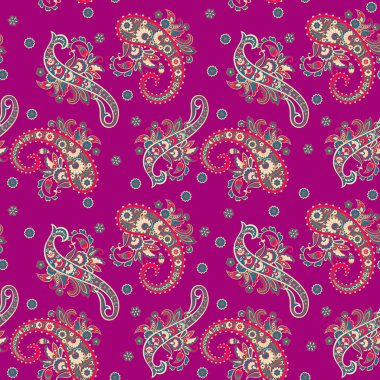 Geleneksel dikişsiz şal deseni. Hint çiçek süsü..