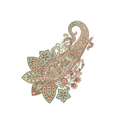 Paisley vektör izole desen. Damask biçimi Vintage illüstrasyonu