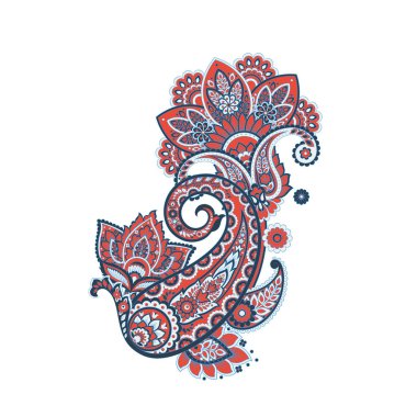 Damask Paisley Floral isolated vector ornament