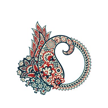 Paisley vektör izole desen. Damask biçimi Vintage illüstrasyonu
