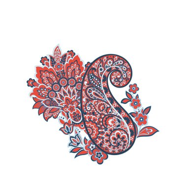 Paisley vektör izole desen. Damask biçimi Vintage illüstrasyonu