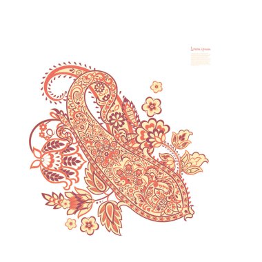 Paisley izole edilmiş. Tasarım için izole edilmiş desenli kart. Çiçek vektör deseni. Nakış işleme çiçek vektör deseni.