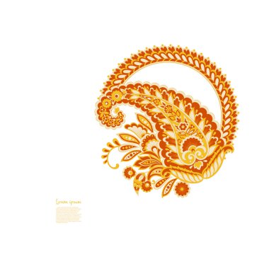 Paisley Çiçek Doğulu Etnik Düzen. Vektör Damask Süslemesi