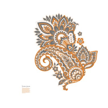 Paisley vektör izole desen. Damask biçimi Vintage illüstrasyonu