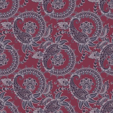 Hint tarzı çiçeklerle Paisley seamless modeli.