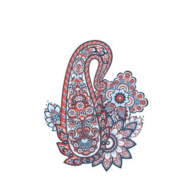 Paisley Çiçek Doğulu Etnik Düzen. Vektör Damask Süslemesi