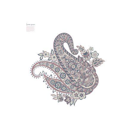 Damask desenli vektör çiçek süsü