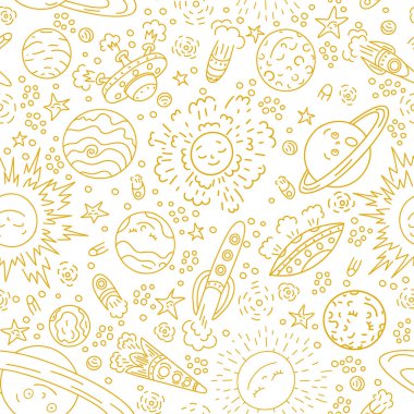 Vektör uzayı kusursuz desen. El çizimi çocuklar için arka plan