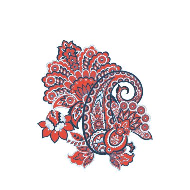 Paisley vektör izole desen. Damask biçimi Vintage illüstrasyonu
