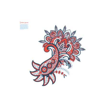 Damask desenli vektör çiçek süsü