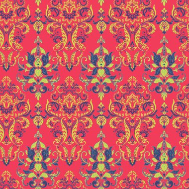 Vektör Barok çiçek deseni. Klasik çiçek süsü. Duvar kağıtları, tekstil, kumaş için klasik dikişsiz doku