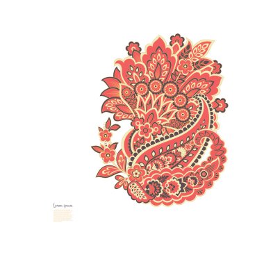 Paisley vektör izole desen. Çiçek Vintage illüstrasyonu