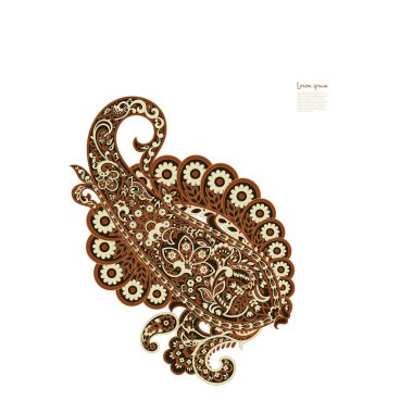 Paisley vektör izole desen. Batik stilinde klasik çiçek illüstrasyonu