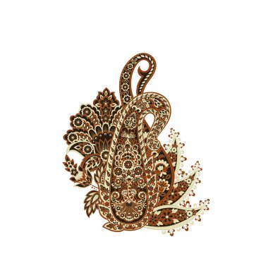 Paisley izole edilmiş. Tasarım için izole edilmiş desenli kart. Çiçek vektör deseni. Nakış işleme çiçek vektör deseni