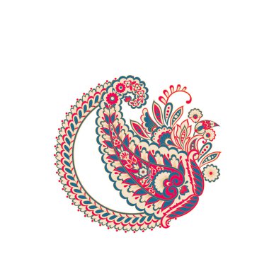 Paisley Çiçek Doğulu Etnik Düzen. Vektör Damask Süslemesi