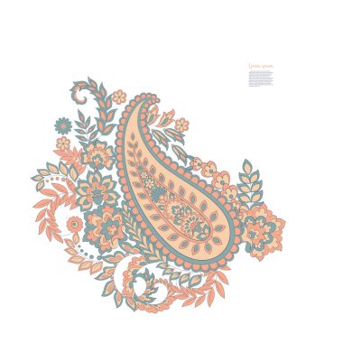 Paisley Çiçek Doğulu Etnik Düzen. Vektör Damask Süslemesi