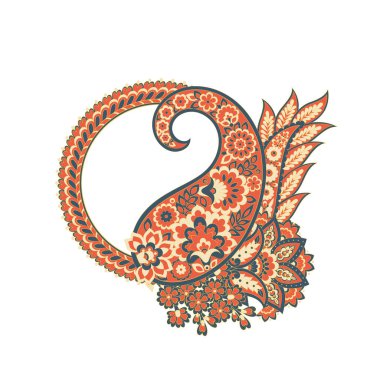 Paisley vektör izole desen. Damask biçimi Vintage illüstrasyonu