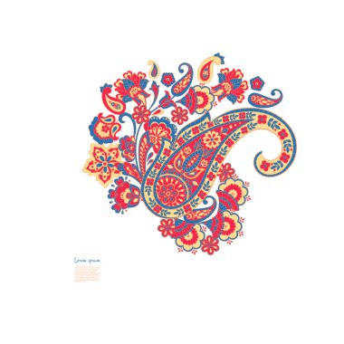 Paisley vektör izole desen. Damask biçimi Vintage illüstrasyonu