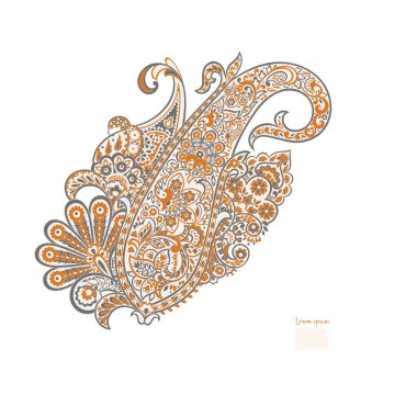 Paisley izole edilmiş. Tasarım için izole edilmiş desenli kart. Çiçek vektör deseni. Nakış işleme çiçek vektör deseni.