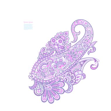 Paisley izole edilmiş. Tasarım için izole edilmiş desenli kart. Çiçek vektör deseni. Nakış işleme çiçek vektör deseni.