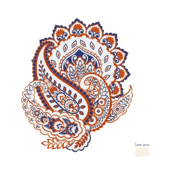 Paisley Vektör Deseni. Çiçekli Asya ResimleriName