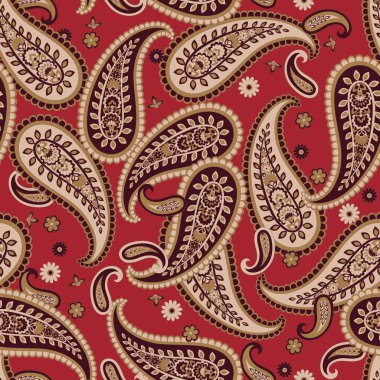 Paisley Vektör Deseni. Kusursuz Çiçeksiz Tekstil Arkaplanı