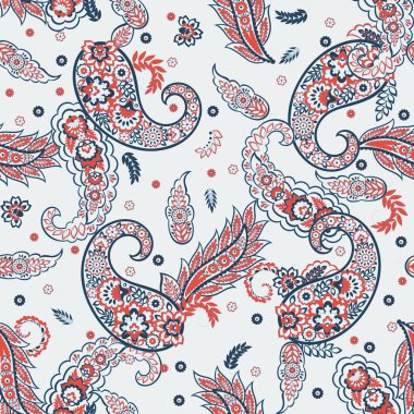 Paisley Süslü, pürüzsüz desen. kalamkari vektör kumaş arkaplanı