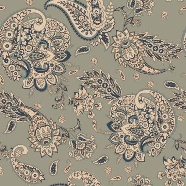 Paisley Vektör Deseni. Kusursuz Çiçeksiz Tekstil Arkaplanı