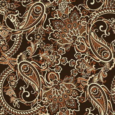 Şal desenli, desensiz bir süs. Çiçek dekoru süsleyin. Vektör illüstrasyonu