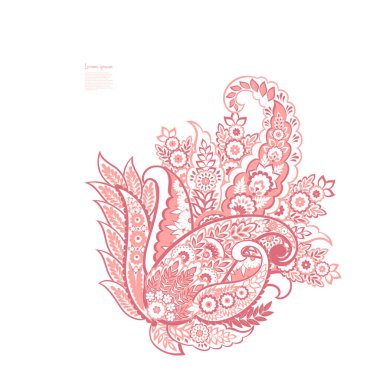 Paisley vektör izole desen. Damask biçimi Vintage illüstrasyonu