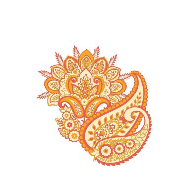 Damask desenli vektör çiçek süsü