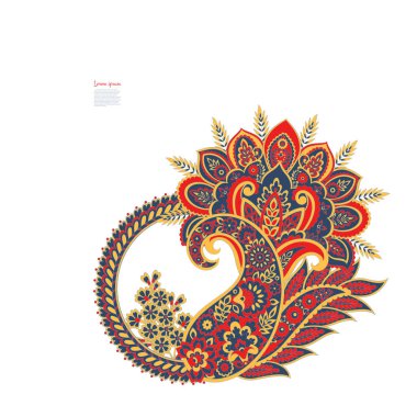 Vektör Paisley Çiçek yalıtılmış süsü