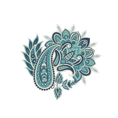 Damask Paisley Floral isolated vector ornament