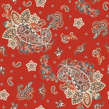 Paisley Çiçek Doğulu Etnik Düzen. Kusursuz Vektör Süslemesi. Şam kumaş desenleri.