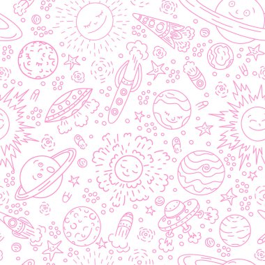 Vektör uzayı kusursuz desen. El çizimi çocuklar için arka plan