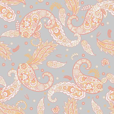 Paisley Süslü, pürüzsüz desen. kalamkari vektör kumaş arkaplanı
