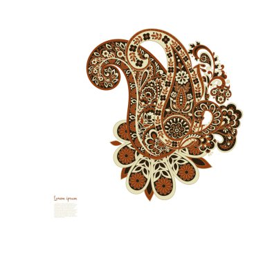 Paisley vektör izole desen. Damask biçimi Vintage illüstrasyonu