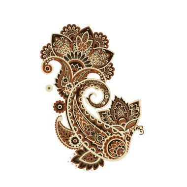 Damask Paisley Floral isolated vector ornament