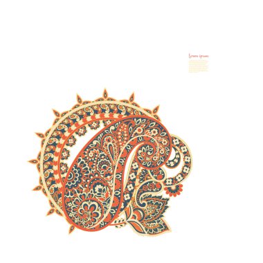 Paisley Çiçek Doğulu Etnik Düzen. Vektör Damask Süslemesi