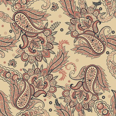 Paisley deseni, her amaç için harika bir vektör tasarımı. Kusursuz arkaplan 